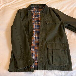 J Crew Mercantile Military Jacket Flannel Lined Coat Olive Green Men's Medium